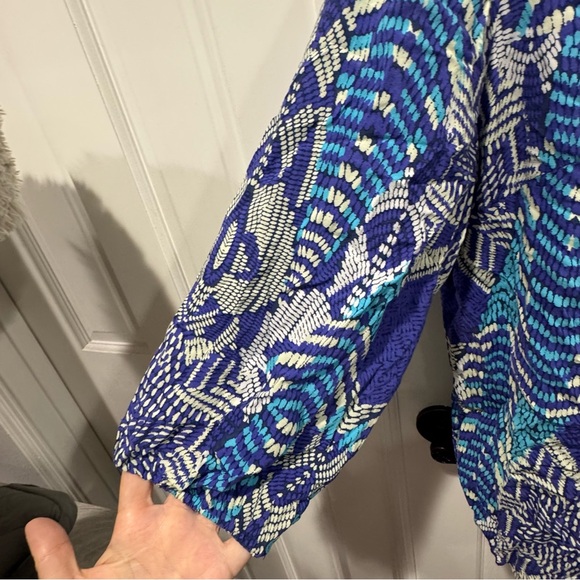 Como Woman‎ Blue Boho Print Peasant Blouse – Size 1X - Picture 3 of 7
